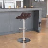 Emma + Oliver Brown Vinyl Adjustable Height Barstool with Quilted Wave Seat