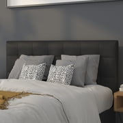 Emma + Oliver Button Tufted Upholstered Full Size Headboard in Black Vinyl