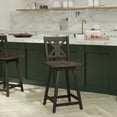 thumbnail image 1 of Emma + Oliver Carved Back Wooden Frame Swivel Counter Stool, Graywash Walnut, 1 of 12