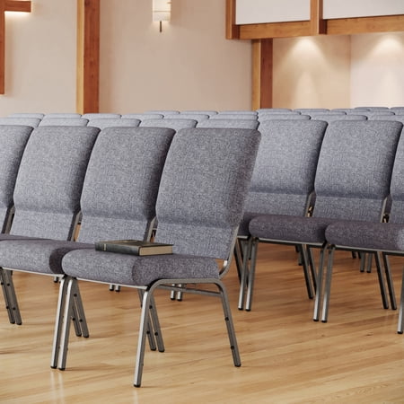 Emma + Oliver Charcoal Gray Church Chair 18.5 in. Wide