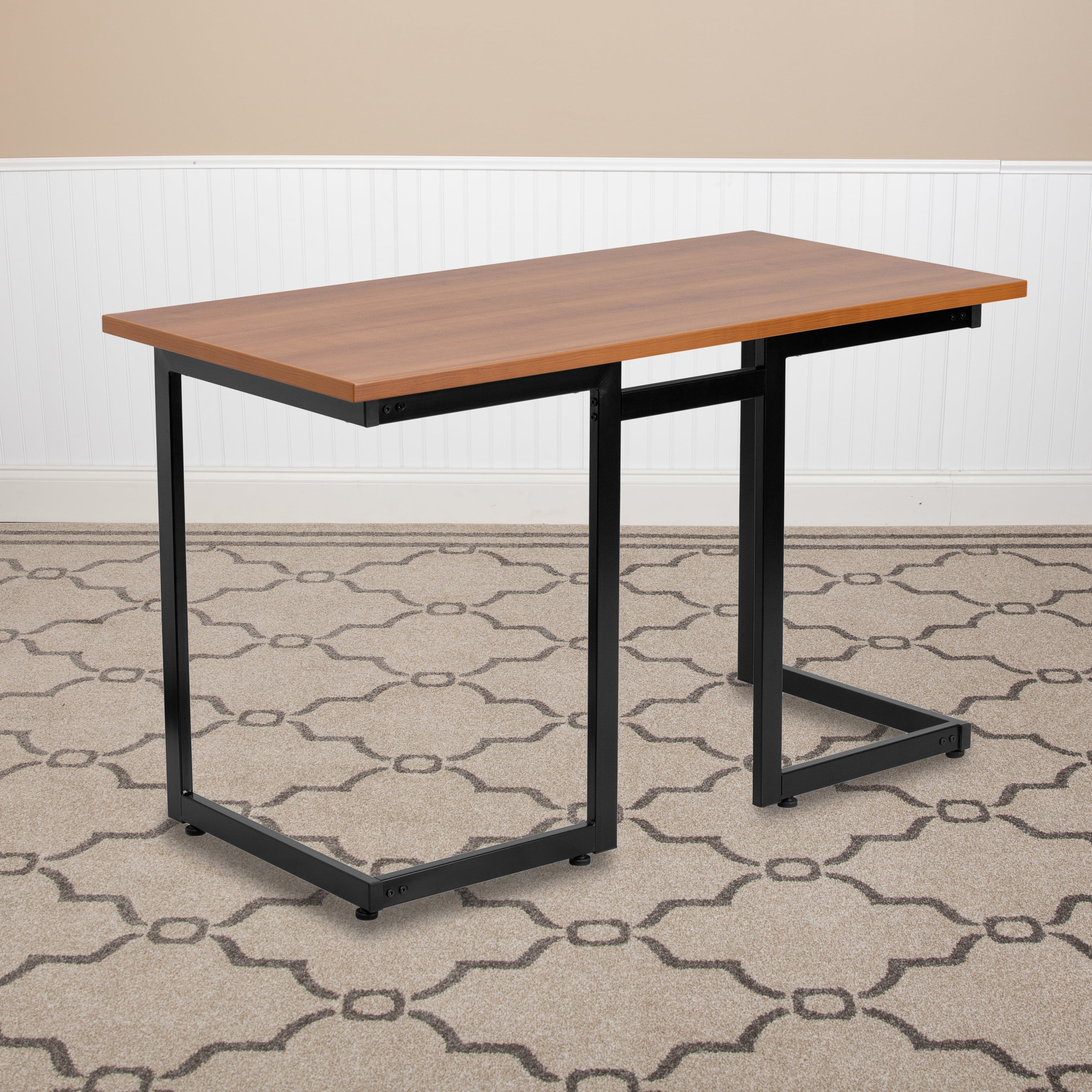 Emma + Oliver Cherry Computer Desk with Black Metal Frame - Walmart.com
