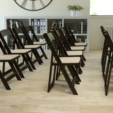 Emma + Oliver Chocolate Wood Folding Chair with Detachable Vinyl Padded Seat