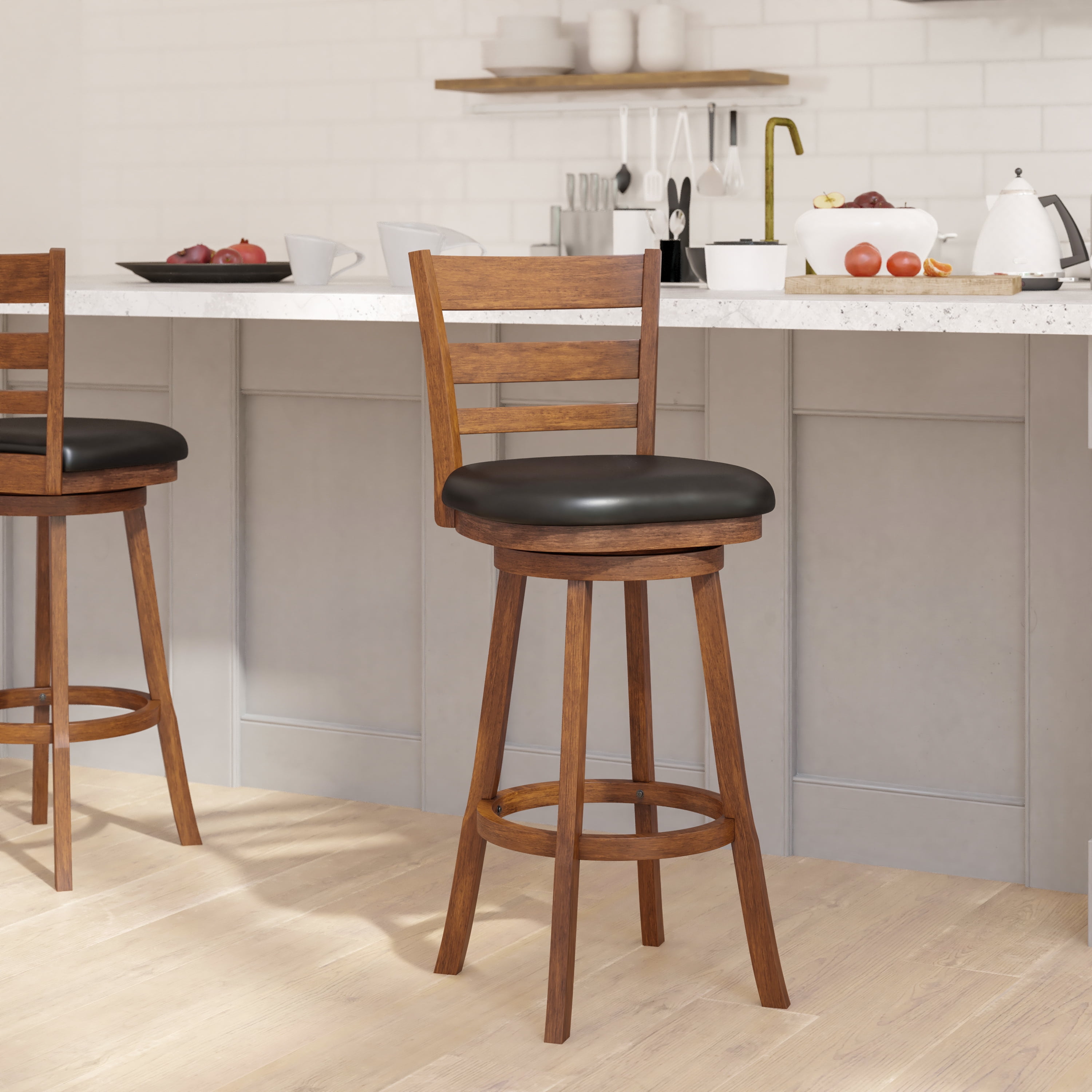 Emma Oliver Classic Wooden Ladderback Bar Height Dining Stool