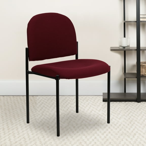 Emma + Oliver Comfort Burgundy Fabric Stackable Steel Side Reception Chair