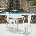 thumbnail image 1 of Emma + Oliver Commercial 23.75" Square White Metal Indoor-Outdoor Table Set-2 Stack Chairs, 1 of 5