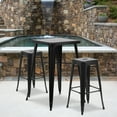 thumbnail image 1 of Emma + Oliver Commercial 23.75SQ Black Metal Indoor-Outdoor Bar Table Set-2 Backless Stools, 1 of 5
