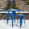 thumbnail image 1 of Emma + Oliver Commercial 23.75SQ Blue Metal Indoor-Outdoor Bar Table Set-2 Backless Stools, 1 of 10