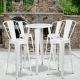 thumbnail image 1 of Emma + Oliver Commercial 24" Round White Metal Indoor-Outdoor Bar Table Set-4 Cafe Stools, 1 of 5