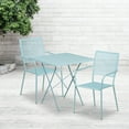 thumbnail image 1 of Emma + Oliver Commercial 28" Square Sky Blue Folding Patio Table Set-2 Square Back Chairs, 1 of 5