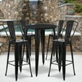 thumbnail image 1 of Emma + Oliver Commercial 30" Round Black Metal Indoor-Outdoor Bar Table Set-4 Cafe Stools, 1 of 6