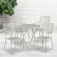thumbnail image 1 of Emma + Oliver Commercial 30" Round Light Gray Folding Patio Table Set-4 Square Back Chairs, 1 of 5
