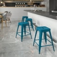 thumbnail image 1 of Emma + Oliver Commercial Grade 24"H Backless Distressed Blue Metal Indoor-Outdoor Stool, 1 of 8