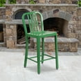 thumbnail image 1 of Emma + Oliver Commercial Grade 24"H Green Metal Indoor-Outdoor Counter Stool w/ Slat Back, 1 of 12