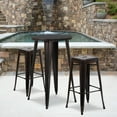 thumbnail image 1 of Emma + Oliver Commercial Grade 24" Round Antique Metal Bar Table Set-2 Backless Stools, 1 of 5