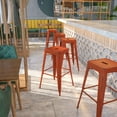 thumbnail image 1 of Emma + Oliver Commercial Grade 30"H Backless Distressed Red Metal Indoor-Outdoor Barstool, 1 of 7