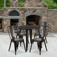 thumbnail image 1 of Emma + Oliver Commercial Grade 30" Round Black-Antique Gold Metal Table Set-4 Cafe Chairs, 1 of 5
