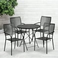thumbnail image 1 of Emma + Oliver Commercial Grade 30" Round Black Folding Patio Table Set-4 Square Back Chairs, 1 of 5