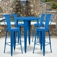 thumbnail image 1 of Emma + Oliver Commercial Grade 30" Round Blue Metal Indoor-Outdoor Bar Table Set-4 Cafe Stools, 1 of 6