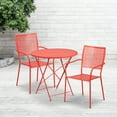 thumbnail image 1 of Emma + Oliver Commercial Grade 30" Round Coral Folding Patio Table Set-2 Square Back Chairs, 1 of 5