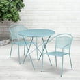 thumbnail image 1 of Emma + Oliver Commercial Grade 30" Round Sky Blue Folding Patio Table Set-2 Round Back Chairs, 1 of 5