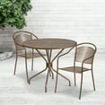 thumbnail image 1 of Emma + Oliver Commercial Grade 35.25" Round Gold Patio Table Set-2 Round Back Chairs, 1 of 5