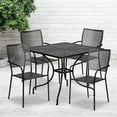 thumbnail image 1 of Emma + Oliver Commercial Grade 35.5" Square Black Patio Table Set-4 Square Back Chairs, 1 of 7