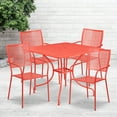 thumbnail image 1 of Emma + Oliver Commercial Grade 35.5" Square Coral Patio Table Set-4 Square Back Chairs, 1 of 6