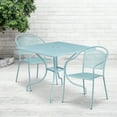 thumbnail image 1 of Emma + Oliver Commercial Grade 35.5" Square Sky Blue Patio Table Set-2 Round Back Chairs, 1 of 5