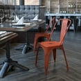 thumbnail image 1 of Emma + Oliver Commercial Grade Distressed Red Metal Indoor-Outdoor Stackable Chair, 1 of 12