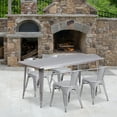 thumbnail image 1 of Emma + Oliver Commercial Grade Rectangular Silver Metal Indoor-Outdoor Table Set-4 Arm Chairs, 1 of 5