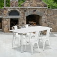 thumbnail image 1 of Emma + Oliver Commercial Grade Rectangular White Metal Indoor-Outdoor Table Set-4 Stack Chairs, 1 of 5