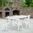 thumbnail image 1 of Emma + Oliver Commercial Grade Rectangular White Metal Indoor-Outdoor Table Set-6 Arm Chairs, 1 of 5