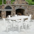 thumbnail image 1 of Emma + Oliver Commercial Grade Rectangular White Metal Indoor-Outdoor Table Set-6 Stack Chairs, 1 of 5