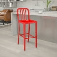 thumbnail image 1 of Emma + Oliver Commercial Grade Square Modern Curved Vertical Slat Back Indoor-Outdoor Barstool, Red, 1 of 12