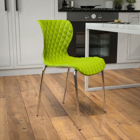 Emma + Oliver Contemporary Design Citrus Green Plastic Stack Chair