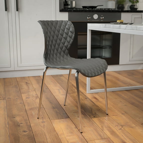 Emma + Oliver Contemporary Design Gray Plastic Stack Chair