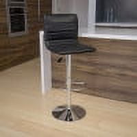 Emma + Oliver Coti Modern Channel Tufted Gray Vinyl Upholstered Height Adjustable Mid-Back Stool and Chrome Pedestal Base with Footrest