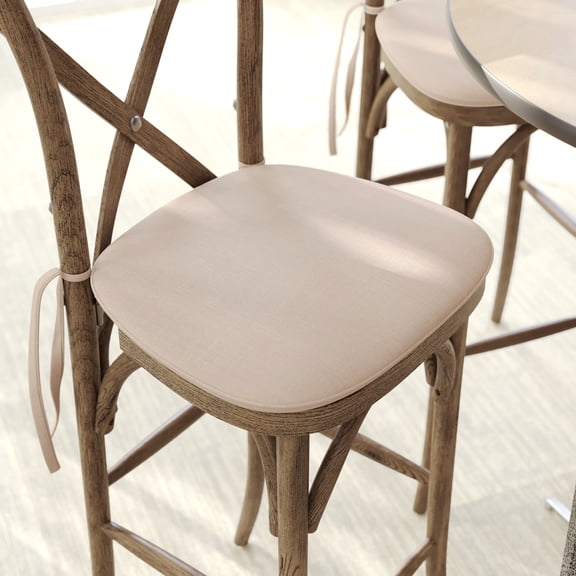 Emma + Oliver Cross Back Barstool Burlap Cushion