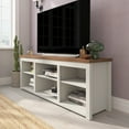 thumbnail image 1 of Emma + Oliver Cube Style TV Stand for up to 80" TV's in White with Walnut Top - 65" Media Console with 6 Open Storage Shelves, 1 of 12