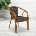 thumbnail image 1 of Emma + Oliver Dark Brown Rattan Patio Chair with Red Bamboo-Aluminum Frame, 1 of 13