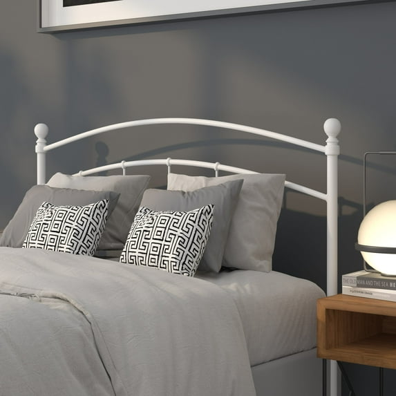 Emma + Oliver Decorative White Metal Full Size Headboard