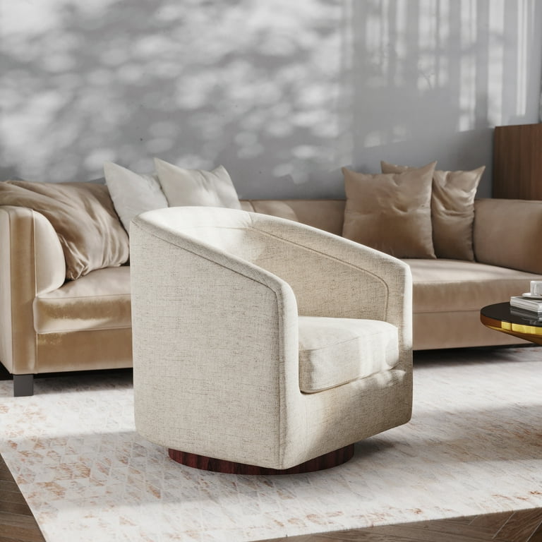 Cream Fabric Wrapped Accent Chair With Wooden Frame Cream Fabric Wrapped Accent Chair With Wooden Frame