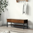 thumbnail image 1 of Emma + Oliver Farmhouse Storage Entryway Bench with Hinged Lift Top, Walnut, 1 of 13