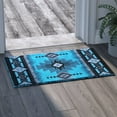 thumbnail image 1 of Emma + Oliver Fe 2x3 Turquoise Olefin Accent Rug with Complementary Southwestern Pattern in Beige, Black and Brown and Jute Backing, 1 of 7