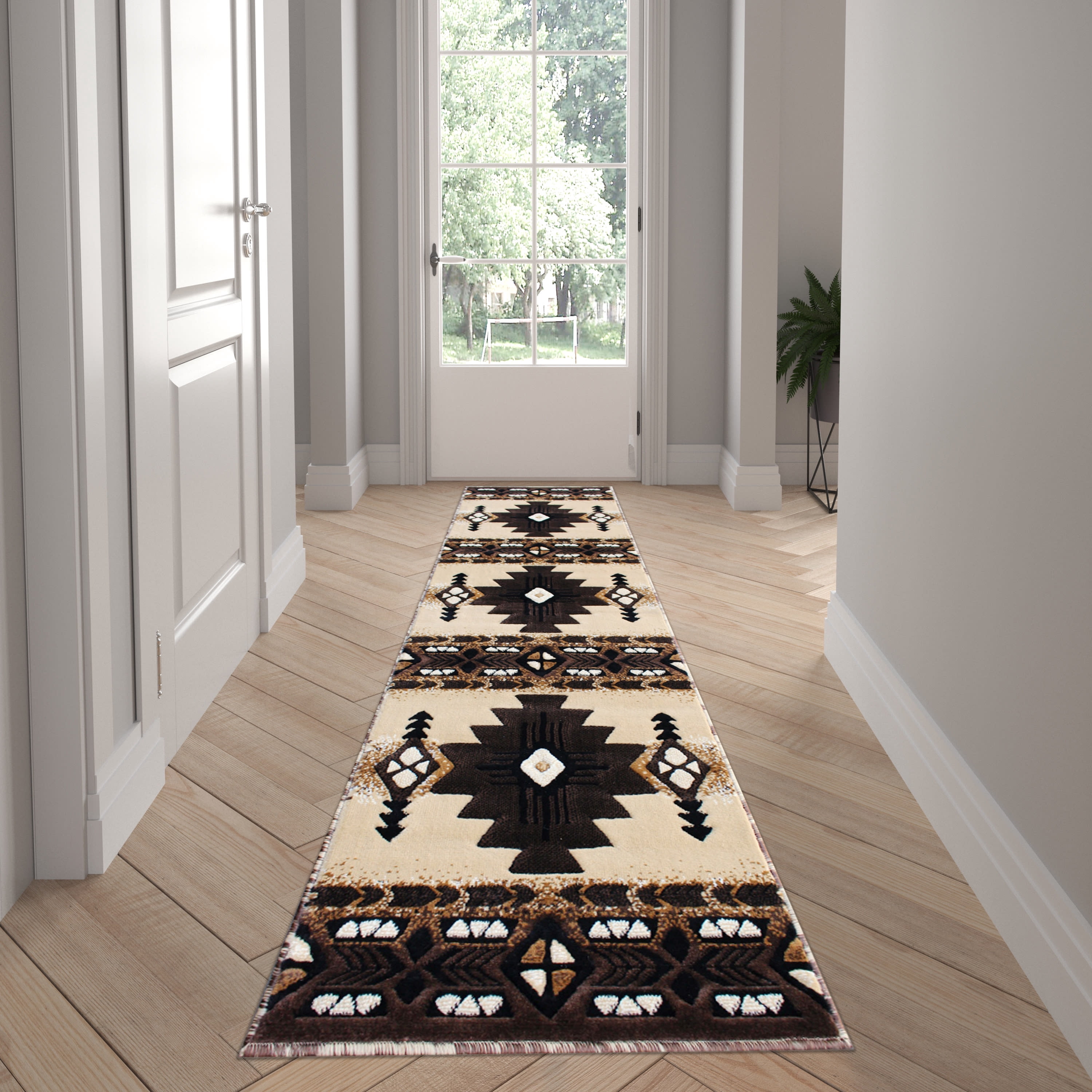 Emma + Oliver Fe 2x7 Berber Olefin Accent Rug with Complementary ...