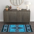 thumbnail image 1 of Emma + Oliver 3x5 Oval Turquoise Olefin Accent Rug with Complementary Southwestern Pattern in Turquoise with Jute Backing, 1 of 8