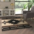 thumbnail image 1 of Emma + Oliver Fe 5x7 Berber Olefin Accent Rug with Complementary Southwestern Pattern in Beige, Black and Brown and Jute Backing, 1 of 7