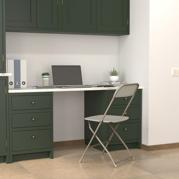 Emma + Oliver Folding Chair - Beige Plastic - 4 Pack 650LB Weight Capacity - Event Chair