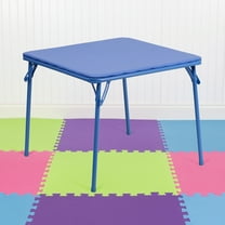 Emma   Oliver Folding Square Kids Classroom Activity Table with Vinyl Padded Top, Blue