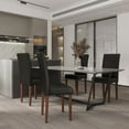 thumbnail image 1 of Emma + Oliver Four Mid-Century Brown Fabric Parsons Chairs and Mahogany Finished Hardwood Frame for Kitchen, Dining Room & More, 1 of 13